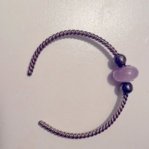 Silver Bracelet w/ Light Amethyst Charm